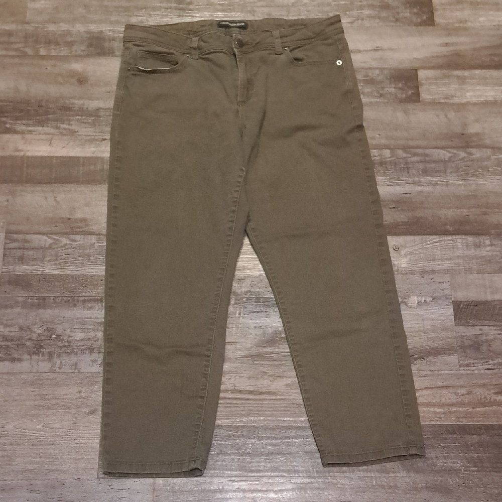 Calvin Klein Jeans Womens Khaki Relaxed Fit Cropped/ankle